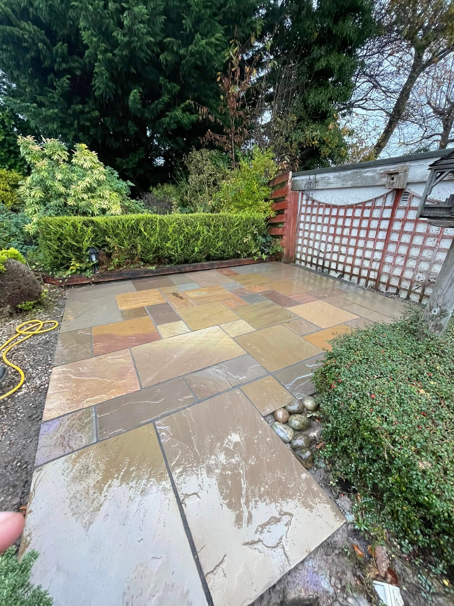 Indian sandstone multi-colour patio installation in Glasgow